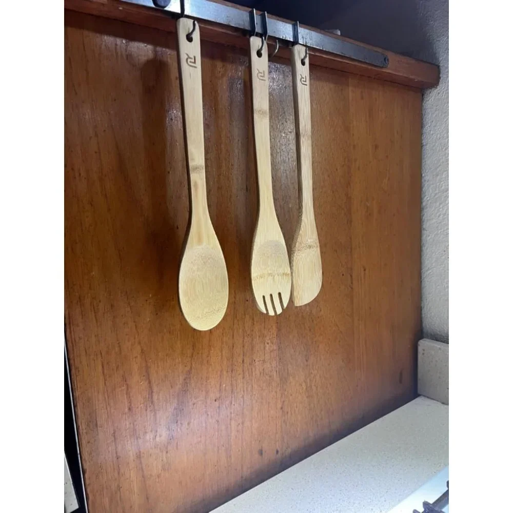 6-Piece Wooden Spoons Apartment Essentials Wood Spatula Spoon Nonstick Kitchen